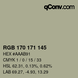 Color code: RGB 170 171 145 | qconv.com