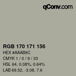 カラーコード: RGB 170 171 156 | qconv.com