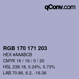 Color code: RGB 170 171 203 | qconv.com