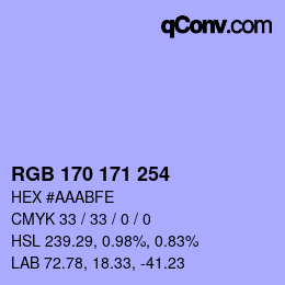 Color code: RGB 170 171 254 | qconv.com
