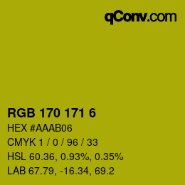 カラーコード: RGB 170 171 6 | qconv.com