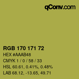 Color code: RGB 170 171 72 | qconv.com