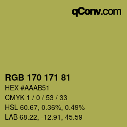 Color code: RGB 170 171 81 | qconv.com