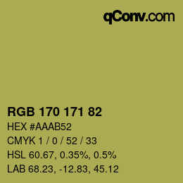 Color code: RGB 170 171 82 | qconv.com