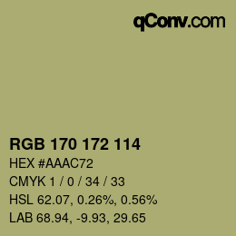 カラーコード: RGB 170 172 114 | qconv.com