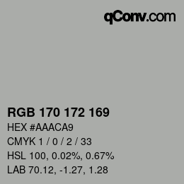 Color code: RGB 170 172 169 | qconv.com