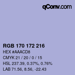カラーコード: RGB 170 172 216 | qconv.com