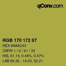 Color code: RGB 170 172 67 | qconv.com