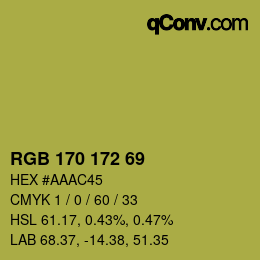 颜色代码: RGB 170 172 69 | qconv.com
