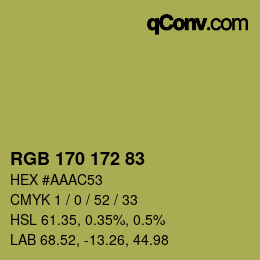 颜色代码: RGB 170 172 83 | qconv.com