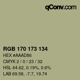 Color code: RGB 170 173 134 | qconv.com