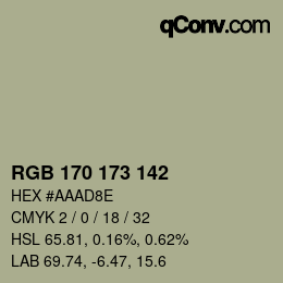 Color code: RGB 170 173 142 | qconv.com