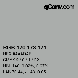 Color code: RGB 170 173 171 | qconv.com