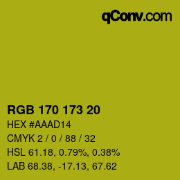カラーコード: RGB 170 173 20 | qconv.com