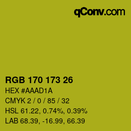 Color code: RGB 170 173 26 | qconv.com