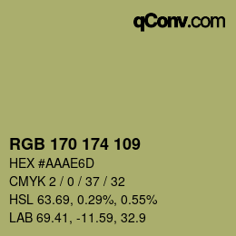 Color code: RGB 170 174 109 | qconv.com