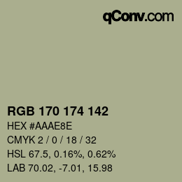 Color code: RGB 170 174 142 | qconv.com