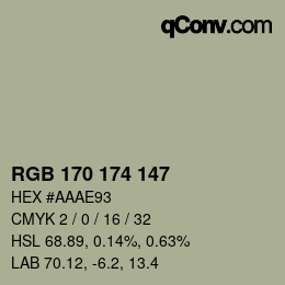 Color code: RGB 170 174 147 | qconv.com