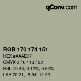 Color code: RGB 170 174 151 | qconv.com