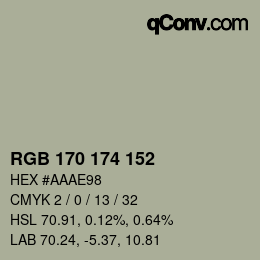 Color code: RGB 170 174 152 | qconv.com