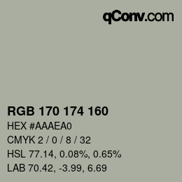 カラーコード: RGB 170 174 160 | qconv.com