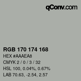 Color code: RGB 170 174 168 | qconv.com