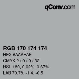 Color code: RGB 170 174 174 | qconv.com