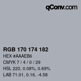 颜色代码: RGB 170 174 182 | qconv.com