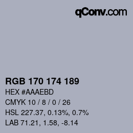 Color code: RGB 170 174 189 | qconv.com