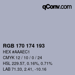 Farbcode: RGB 170 174 193 | qconv.com