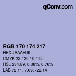Color code: RGB 170 174 217 | qconv.com