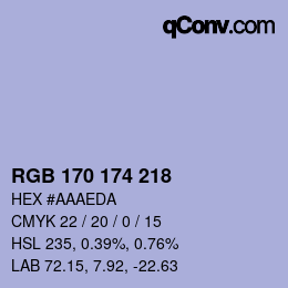 Color code: RGB 170 174 218 | qconv.com