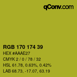 Color code: RGB 170 174 39 | qconv.com