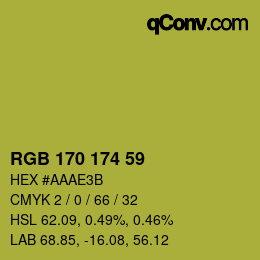 Color code: RGB 170 174 59 | qconv.com