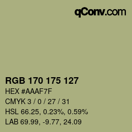 Farbcode: RGB 170 175 127 | qconv.com