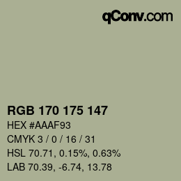 Color code: RGB 170 175 147 | qconv.com