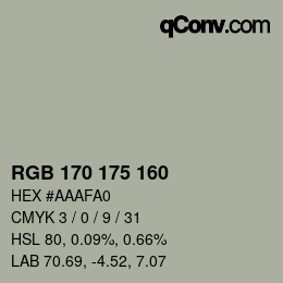 Color code: RGB 170 175 160 | qconv.com