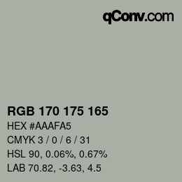 Color code: RGB 170 175 165 | qconv.com