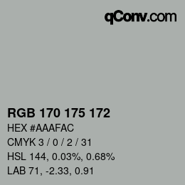 カラーコード: RGB 170 175 172 | qconv.com