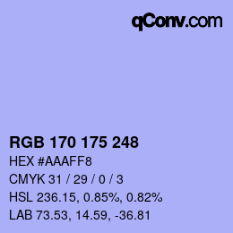 Color code: RGB 170 175 248 | qconv.com