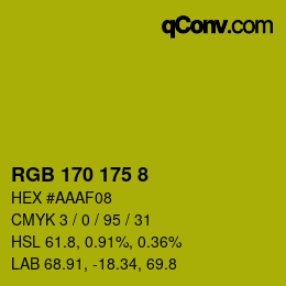 颜色代码: RGB 170 175 8 | qconv.com