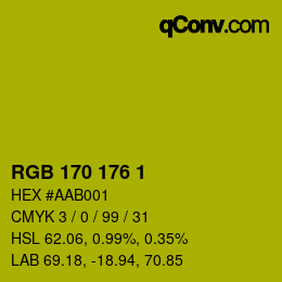 Color code: RGB 170 176 1 | qconv.com