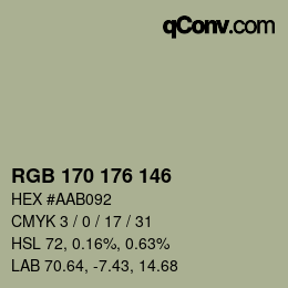 Farbcode: RGB 170 176 146 | qconv.com