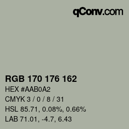 Color code: RGB 170 176 162 | qconv.com