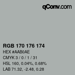 Color code: RGB 170 176 174 | qconv.com