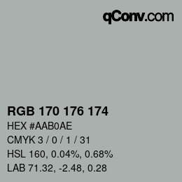 Code couleur: RGB 170 176 174 | qconv.com