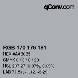 Color code: RGB 170 176 181 | qconv.com