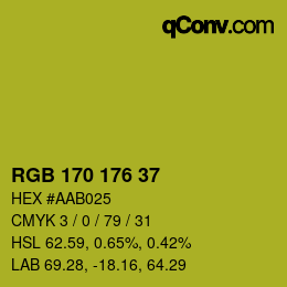 Color code: RGB 170 176 37 | qconv.com