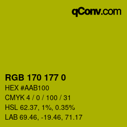 Color code: RGB 170 177 0 | qconv.com
