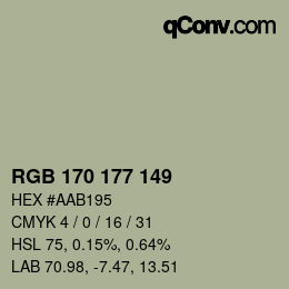 Código de color: RGB 170 177 149 | qconv.com